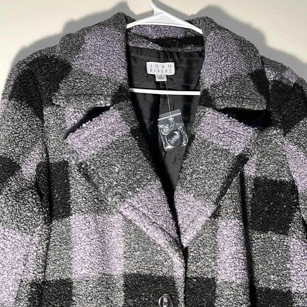 Joan Rivers Petite Buffalo Check Sherpa Teddy Coat - Picture 6 of 8